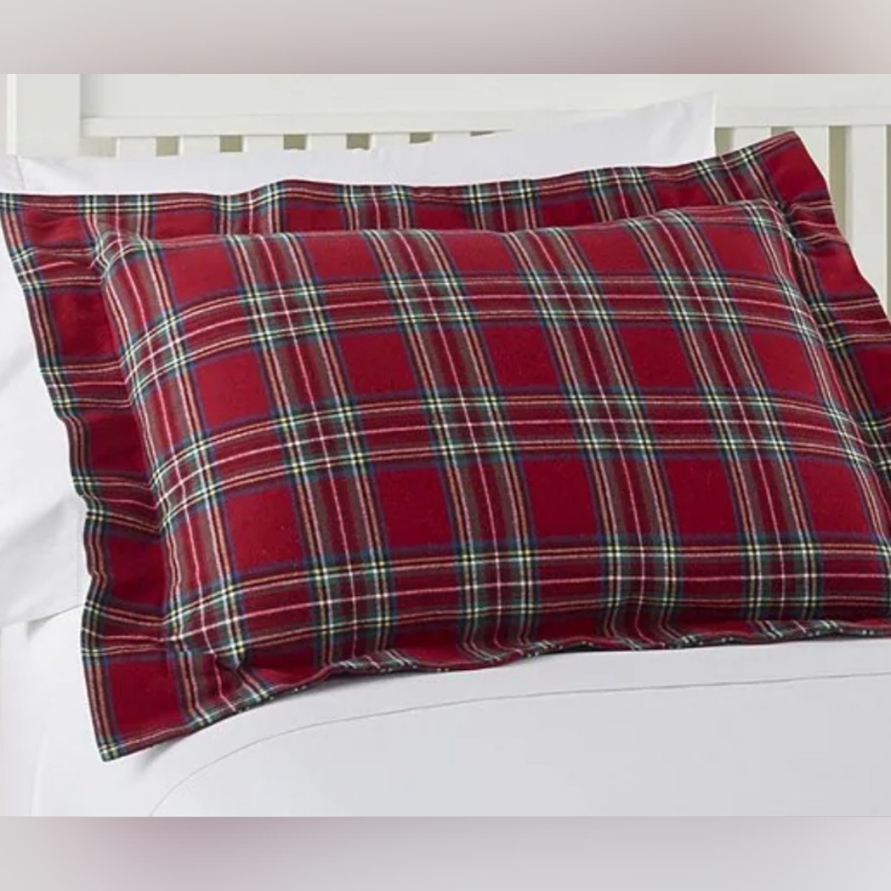LL BEAN Heritage Chamois Flannel Standard Pillow Sham - Royal Stewart Tartan